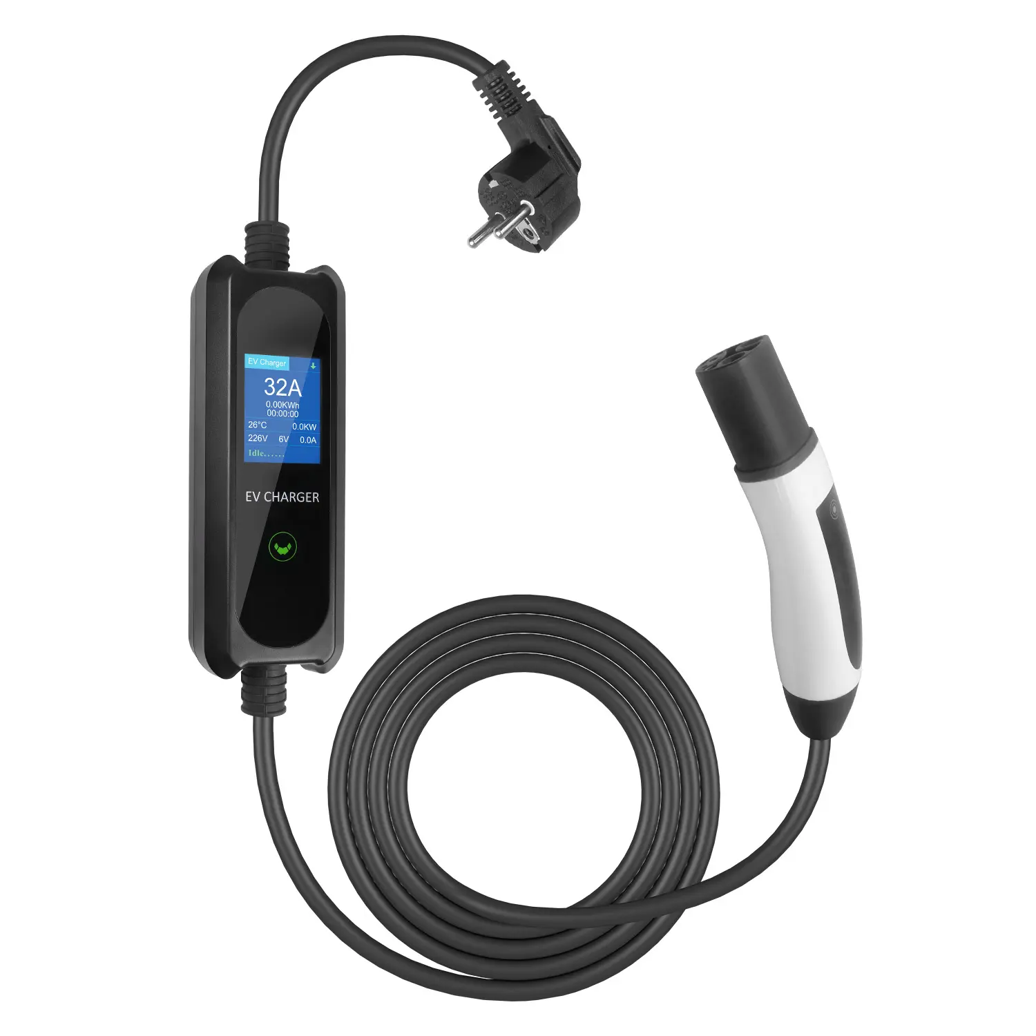Large Screen Display Tesla Portable EV Charger with Schuko Plug