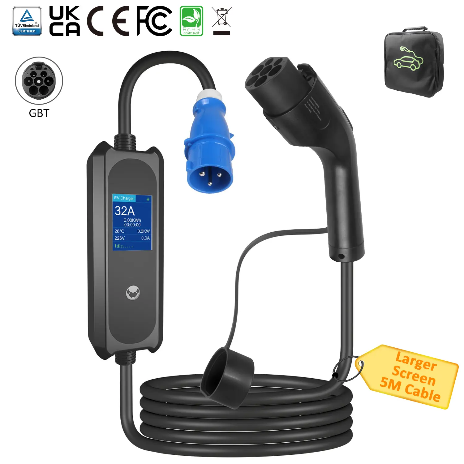 GBT Standard Portable EV Charger for Xiaomi, BYD, Lixiang